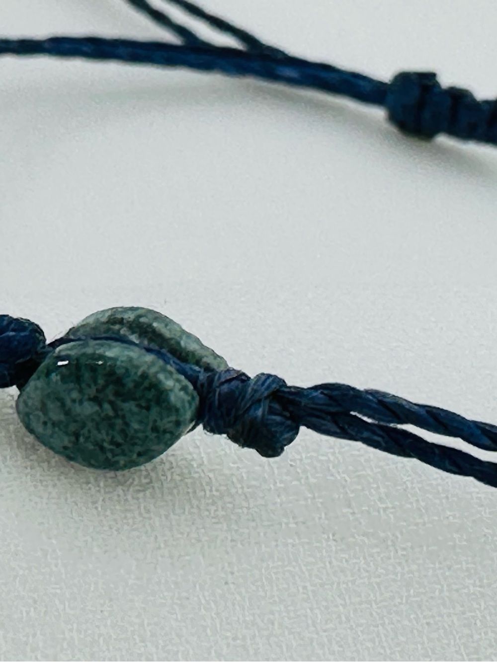 Handmade Guatemalan Green Jade Bracelet 1/2" Bead Navy Blue Cord Artisan Made